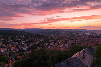 Wernigerode Stadt bei Sonnenuntergang