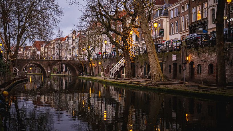 Oudegracht Utrecht de nuit par Michel Swart