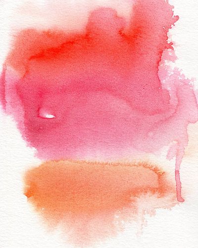 Abstracte kleurrijke aquarel in helder rood, roze en oranje