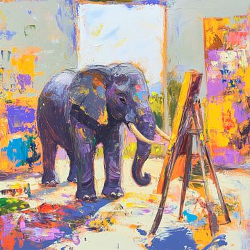 Olifant schilderij in kleurrijke stijl van Poster Art Shop