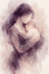 Une mère serre son fils/sa fille dans ses bras (AI) (fête des mères, amour, enfant, bébé)