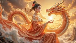 AURORIELLE – Een magiër met haar gouden draken aan zee