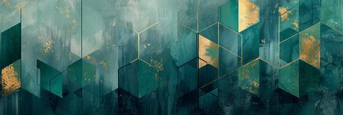 Digitale groene abstracte kunst op panorama