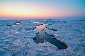 Poolijs en zeelandschap op de zandplaten in de Waddenzee van Sjoerd van der Wal Fotografie