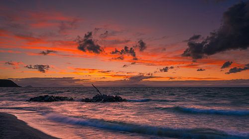 Zonsondergang bij het Taupomeer, Noorder-Eiland, Nieuw Zeeland