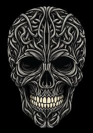 Poster de crâne à l'entrelacs celtique - Impression murale monochrome détaillée d'art sombre sur Creative On Site