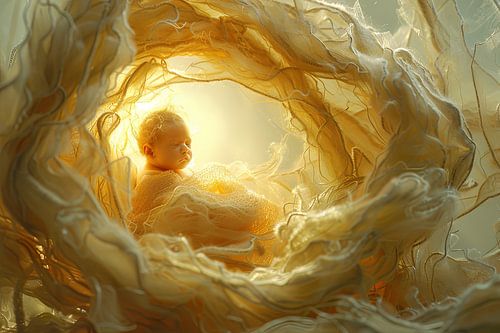 Baby in baarmoeder digitaal beeld