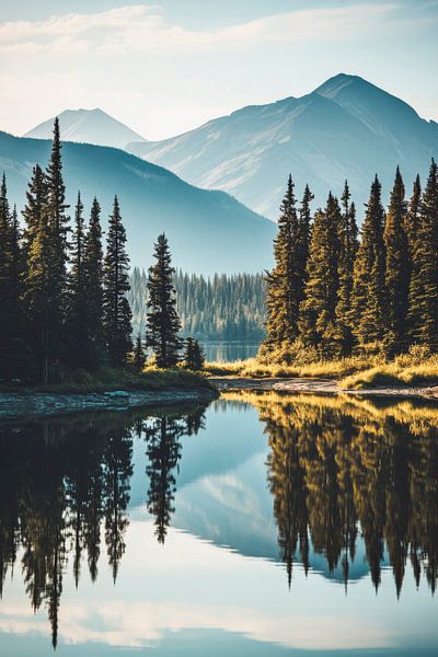 Réflexion sur le lac de montagne par Poster Art Shop