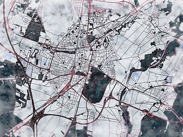 Kaart van Wiener Neustadt in de stijl 'White Winter' van Maporia