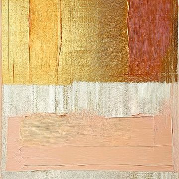 Modern Abstract in Goud, Zalmroze en Terracotta - 2 van Studio Pieternel
