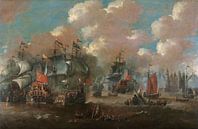 Schilderij: Zeeslag bij Elseneur in de Sont tussen de Hollandse en de Zweedse vloot, 8 november 1658 van Schilderijen Nu thumbnail