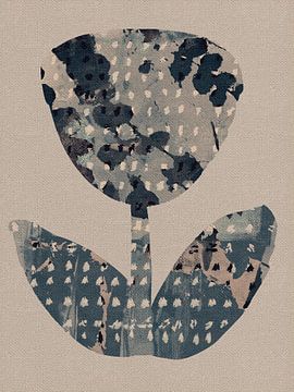 Wabi- sabi botanische collage. Grote bloem. van Dina Dankers
