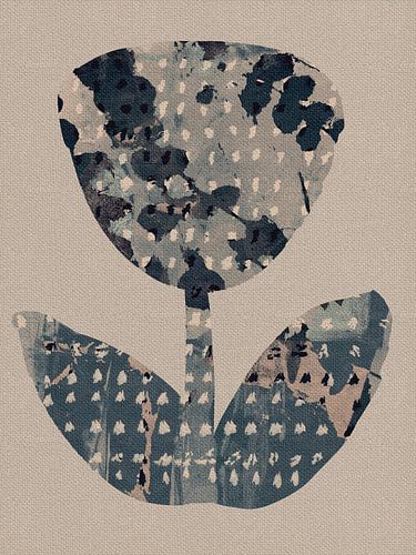 Wabi- sabi botanische collage. Grote bloem.