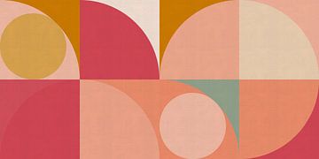 Koraal en Roze Retro Design Abstractie van Dina Dankers