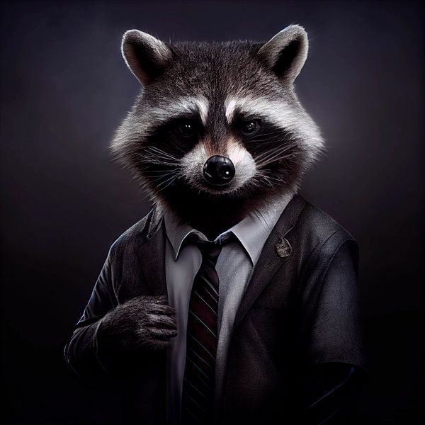 Stately portrait of a Badger in a fancy suit by Maarten Knops