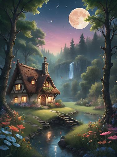 Sprookjeshuisje onder de sterrenhemel