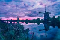 Kinderdijk met avondrood