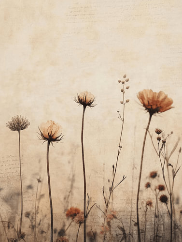 Blumen im Vintage- und Japandi-Stil