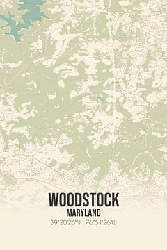 Vintage landkaart van Woodstock (Maryland), USA. van MijnStadsPoster