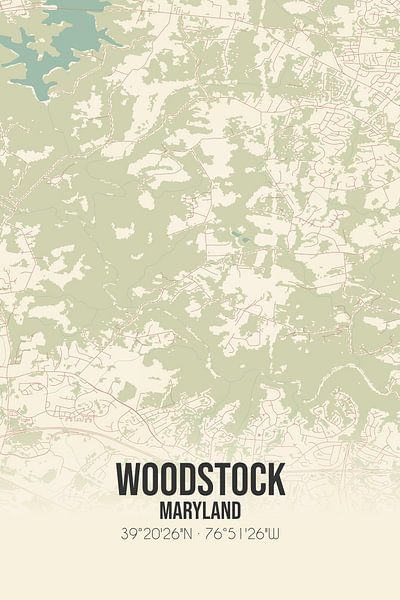 Vintage map of Woodstock (Maryland), USA. by Prints of Place