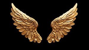 Golden angel wings portrait panorama