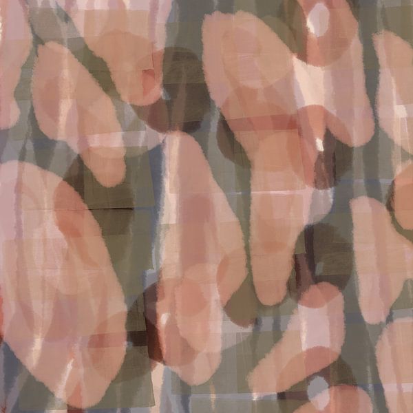 Terrakotta, khaki. Organische und geometrische Formen und Linien im japanischen Stil. von Dina Dankers