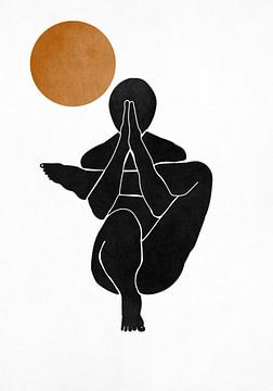Bohème-Yoga. Hockende Pose. von Bianca van Dijk