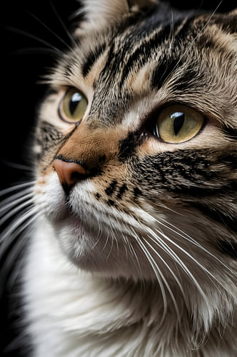 Katze Schwarz-Weiß Nahaufnahme Wandbild