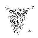 Abstracte tekening van een hooglander van Emiel de Lange thumbnail