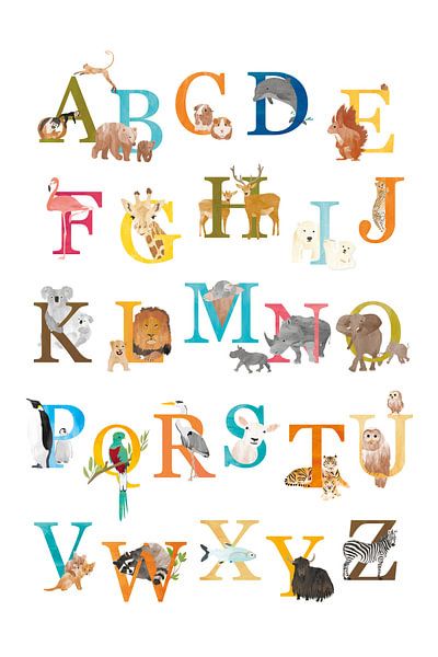 Alphabet poster animals Dutch by Karin van der Vegt
