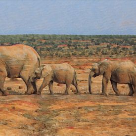 Afrikanische Elefanten in einer Reihe in Südafrika von Patricia Hofmeester