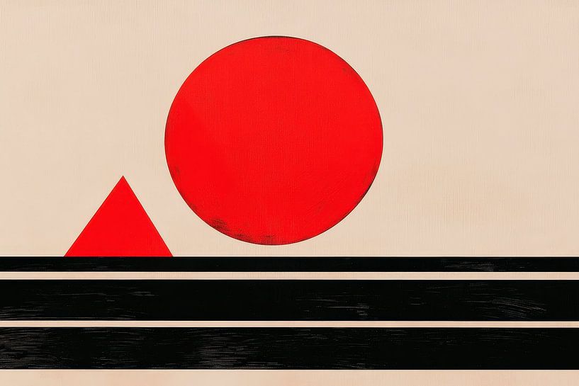Geometric composition in red and black by Poster Art Shop