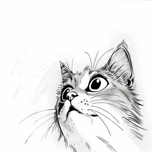 Nieuwsgierige kat - Illustratie
