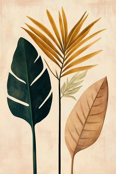 Elegant symphony of leaves in earthy tones by Poster Art Shop