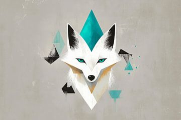 Ice-cold look - geometric fox Snowy elegance - by Poster Art Shop