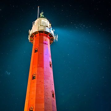 Scheveningen lighthouse at night by Wahid Fayumzadah