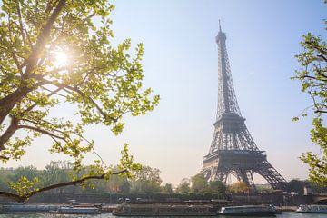 Lente zon Eiffeltoren van Dennis van de Water
