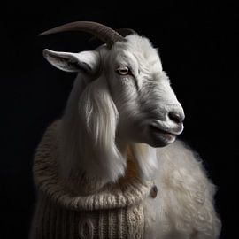 Mountain goat with wool tie
