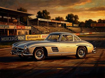 Mercedes Benz 300 SL Flügeltürer Rennsport-Tradition Gemälde