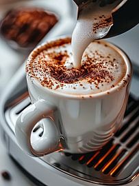 eine Tasse Kaffee oder Cappuccino trinken