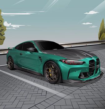 BMW M4 Coupé Illustration de voiture verte