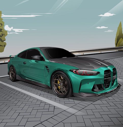 BMW M4 Coupé Groen Auto Illustratie