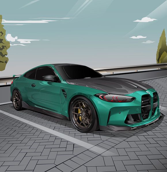 BMW M4 Coupé Groen Auto Illustratie van Zextrume