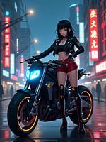 Eine Cyberpunk-Stadt bei Nacht