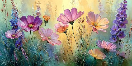 Summer Flower Garden in Pastel no.2