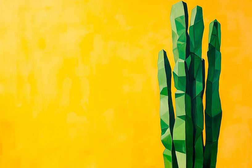 Cactus in front of a yellow background by Poster Art Shop