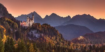 Royal castles in Bavaria in the sunset