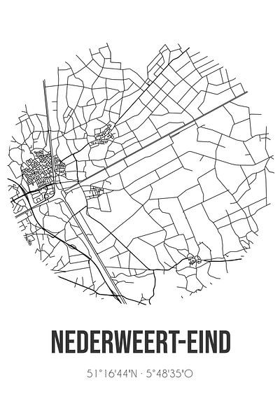 Nederweert-Eind (Limburg) | Map | Black and white by Prints of Place