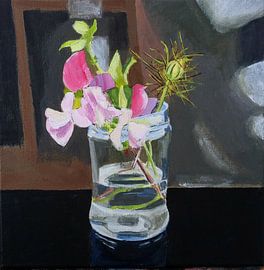 Lathyrus in a jam jar by Antonie van Gelder Beeldend kunstenaar