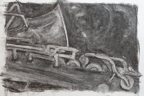 Saxophone in charcoal